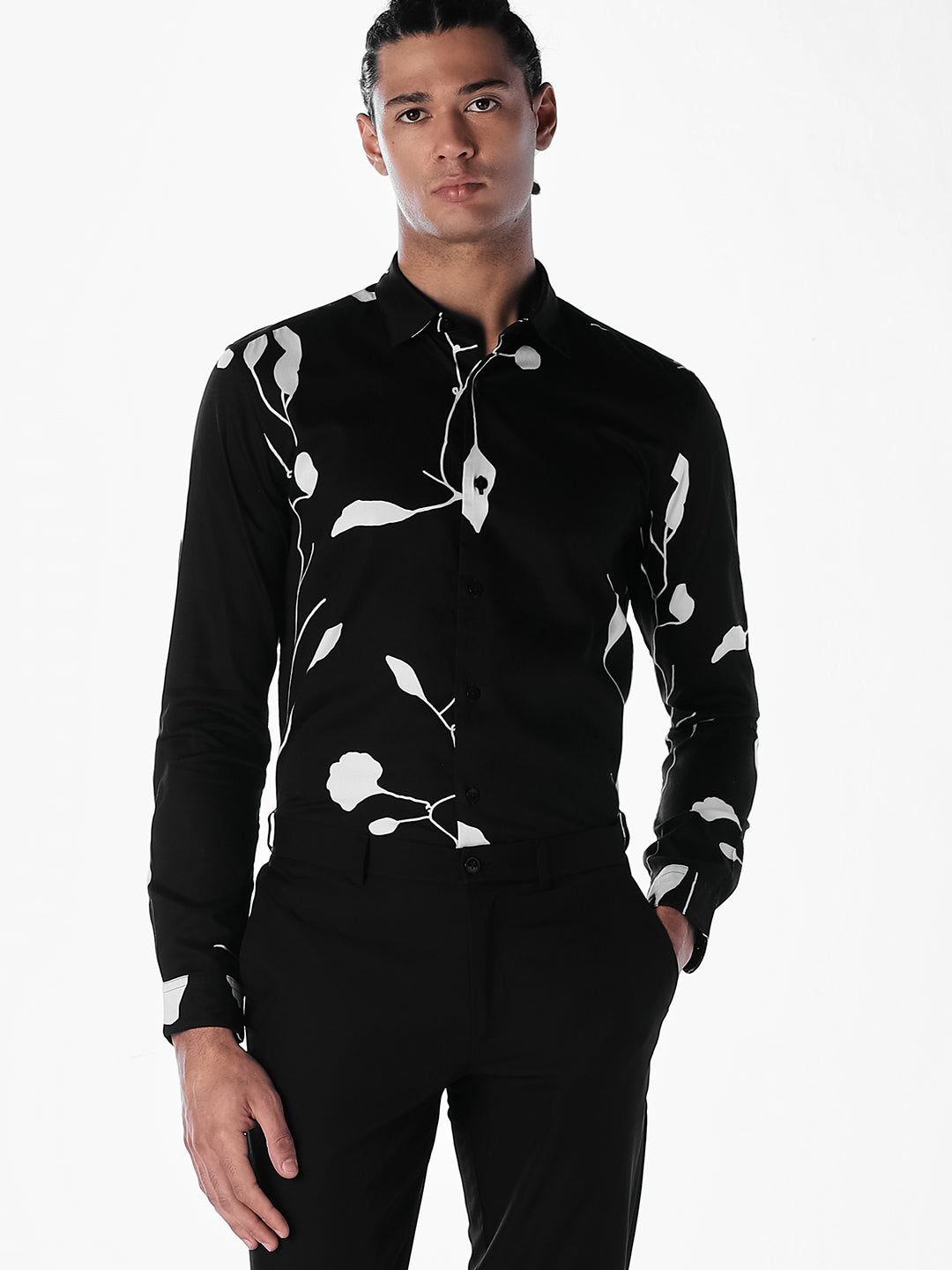 Printed Cotton Slim Fit Shirt - S