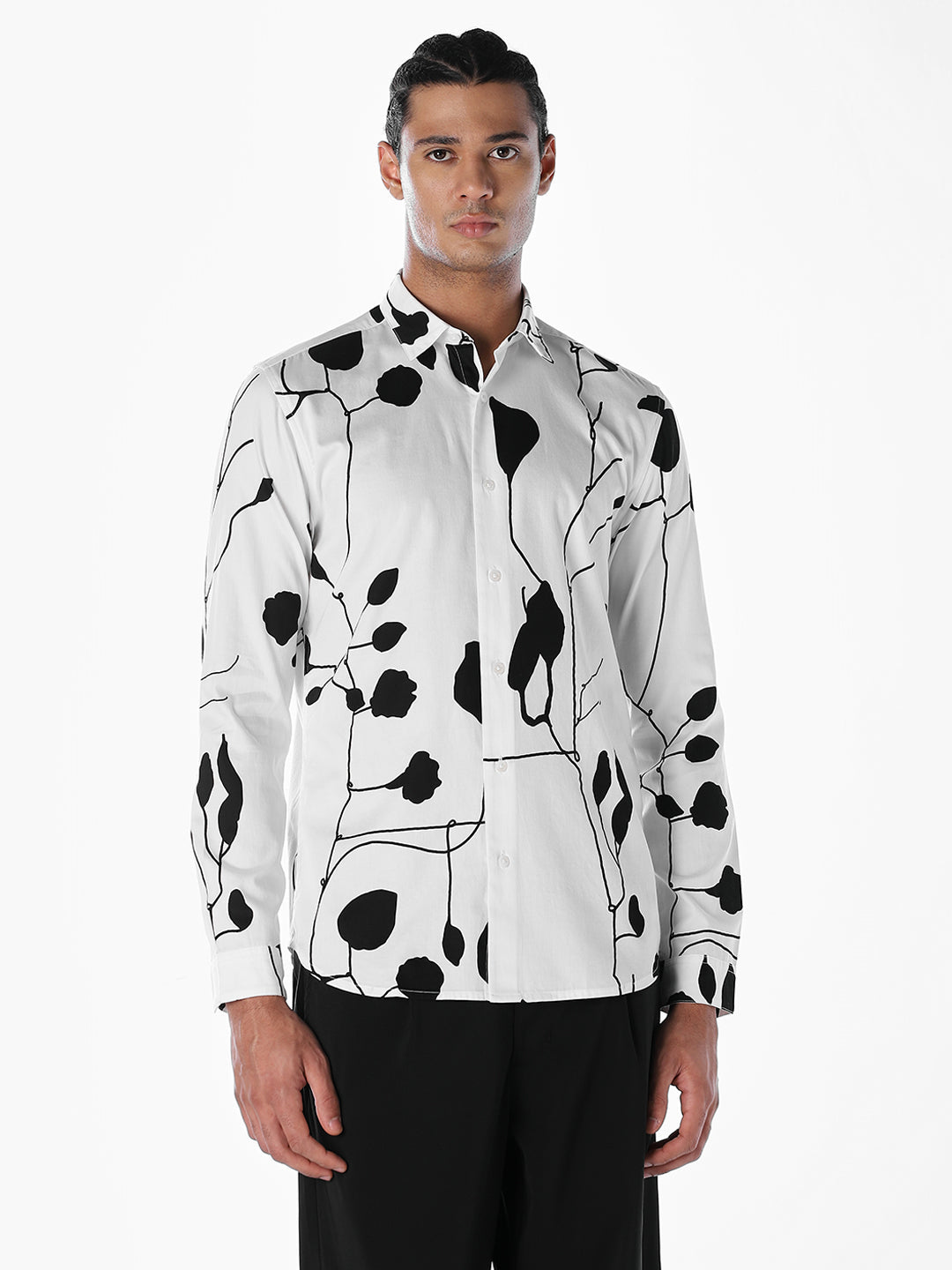 Monochrome Floral Slim Fit Shirt