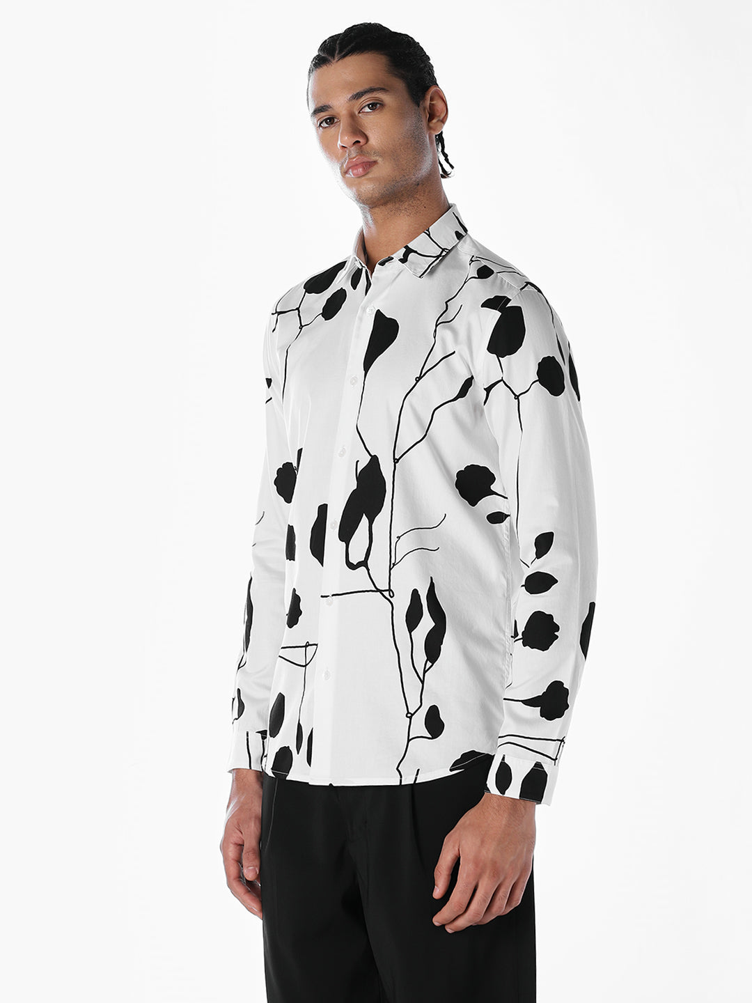 Monochrome Floral Slim Fit Shirt