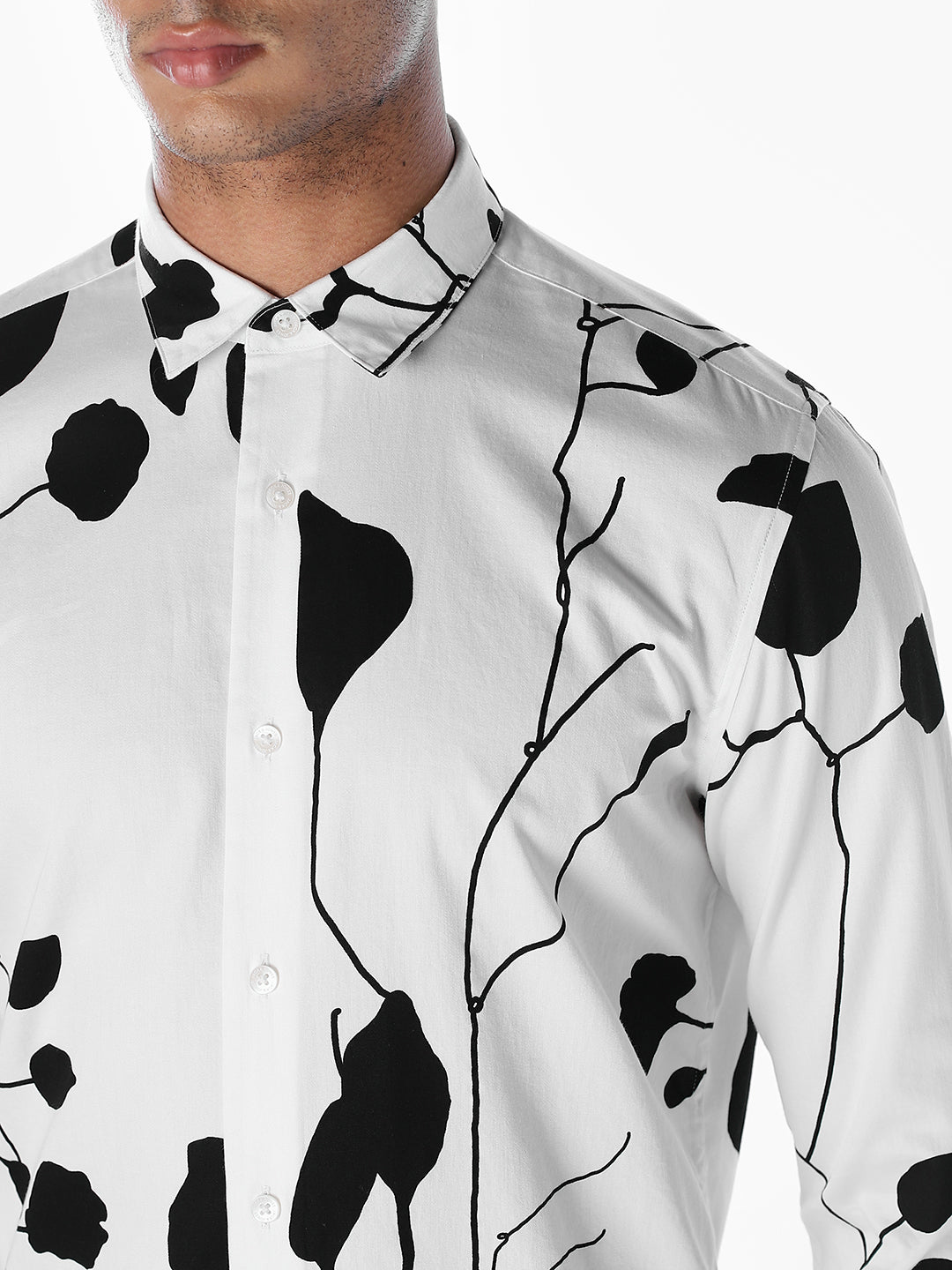 Monochrome Floral Slim Fit Shirt
