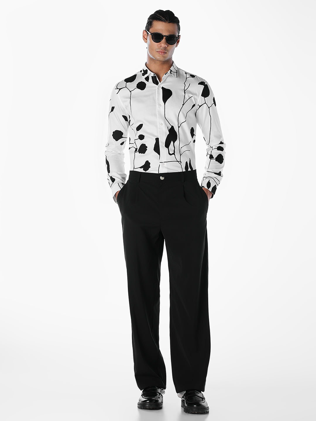 Monochrome Floral Slim Fit Shirt