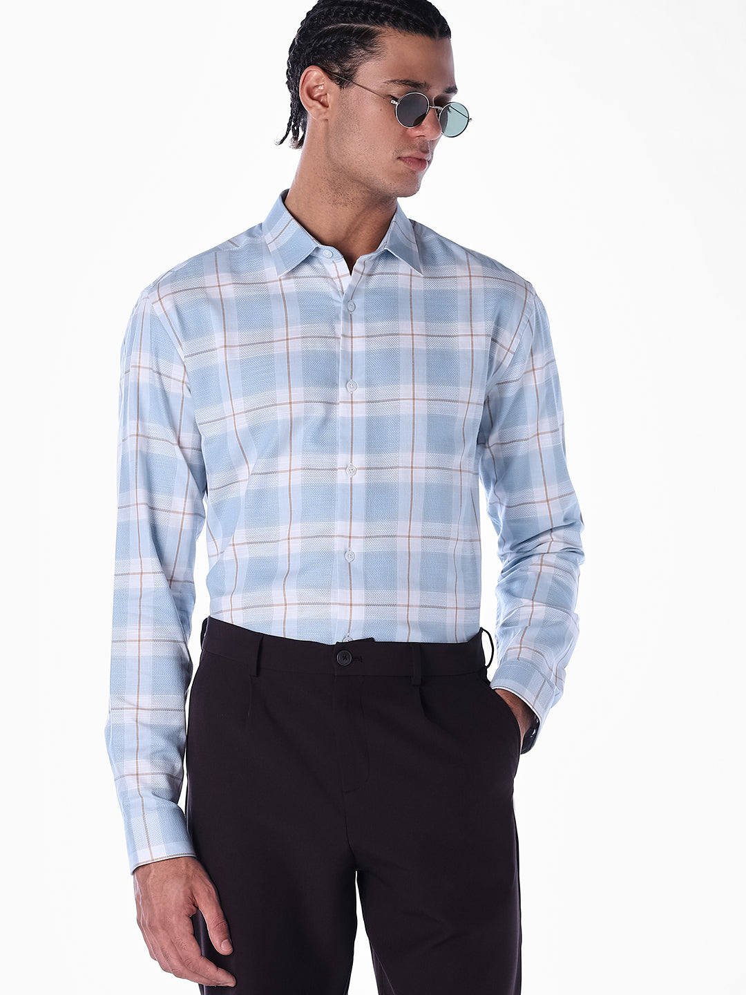 Blue Check Cotton Shirt