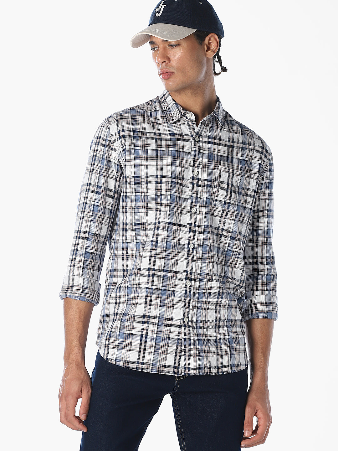 Blue Check Regular Fit Shirt - M