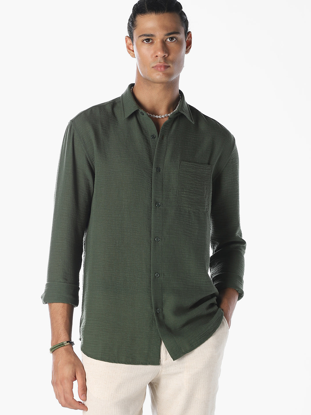 Regular Fit Full Sleeves Shirt - L