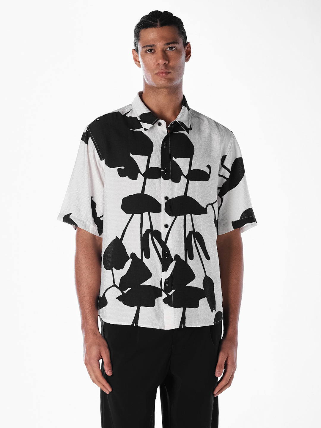 Black Printed Oversized Shirt