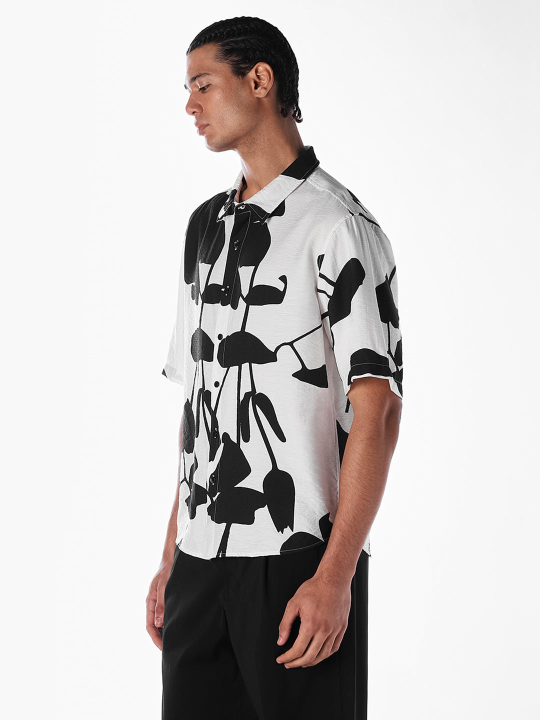 Black Printed Oversized Shirt