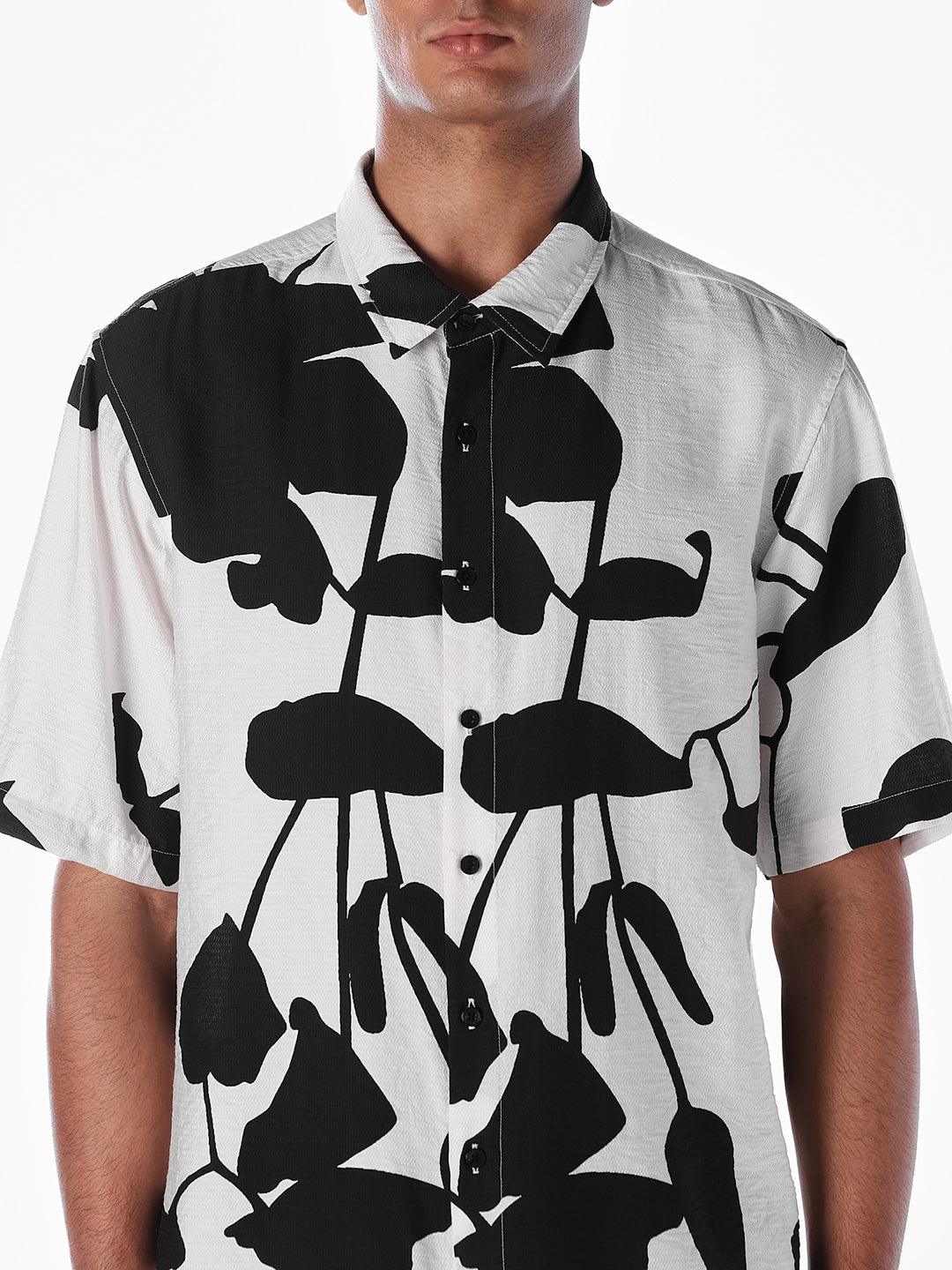 Black Printed Oversized Shirt