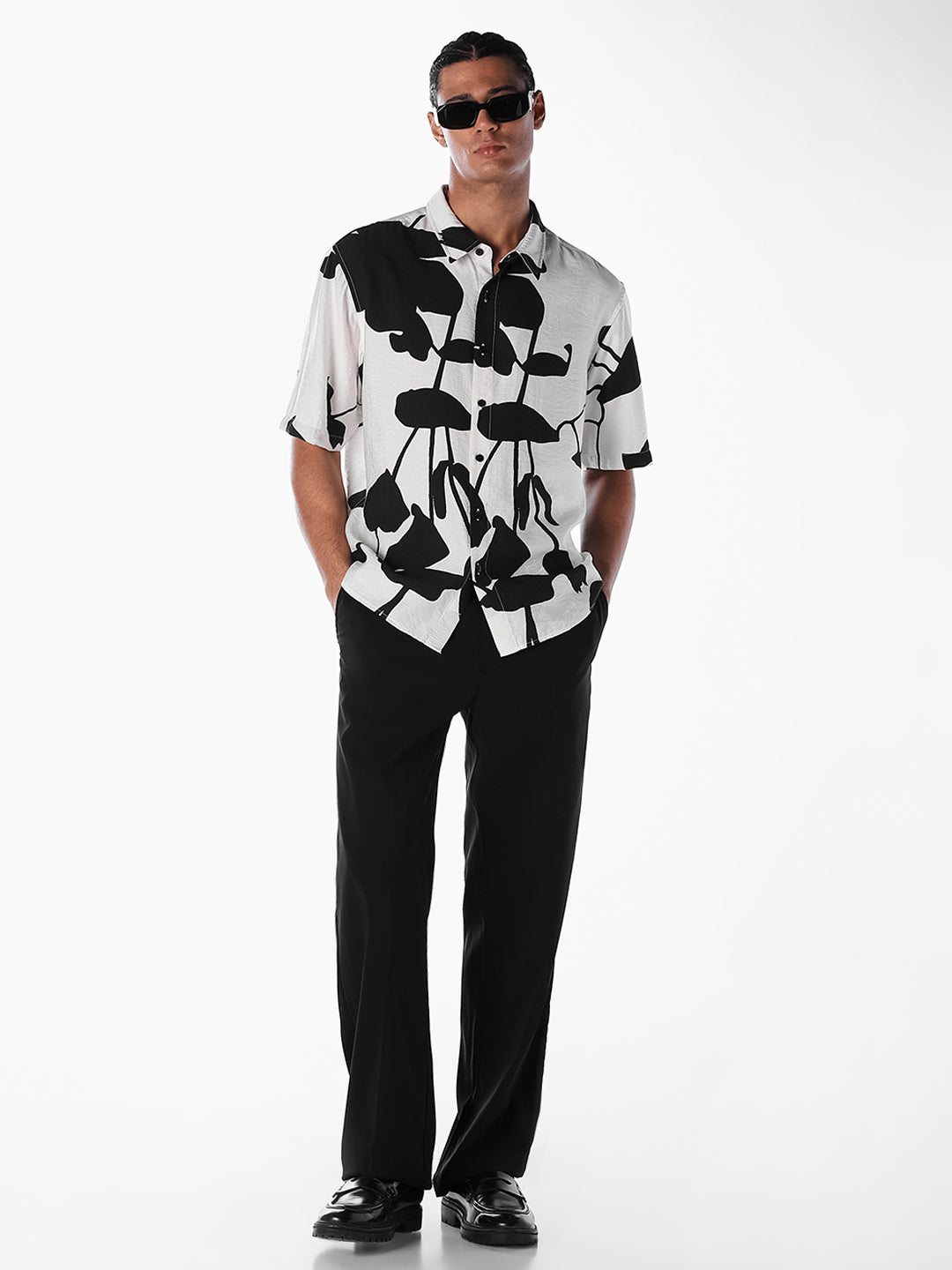 Black Printed Oversized Shirt