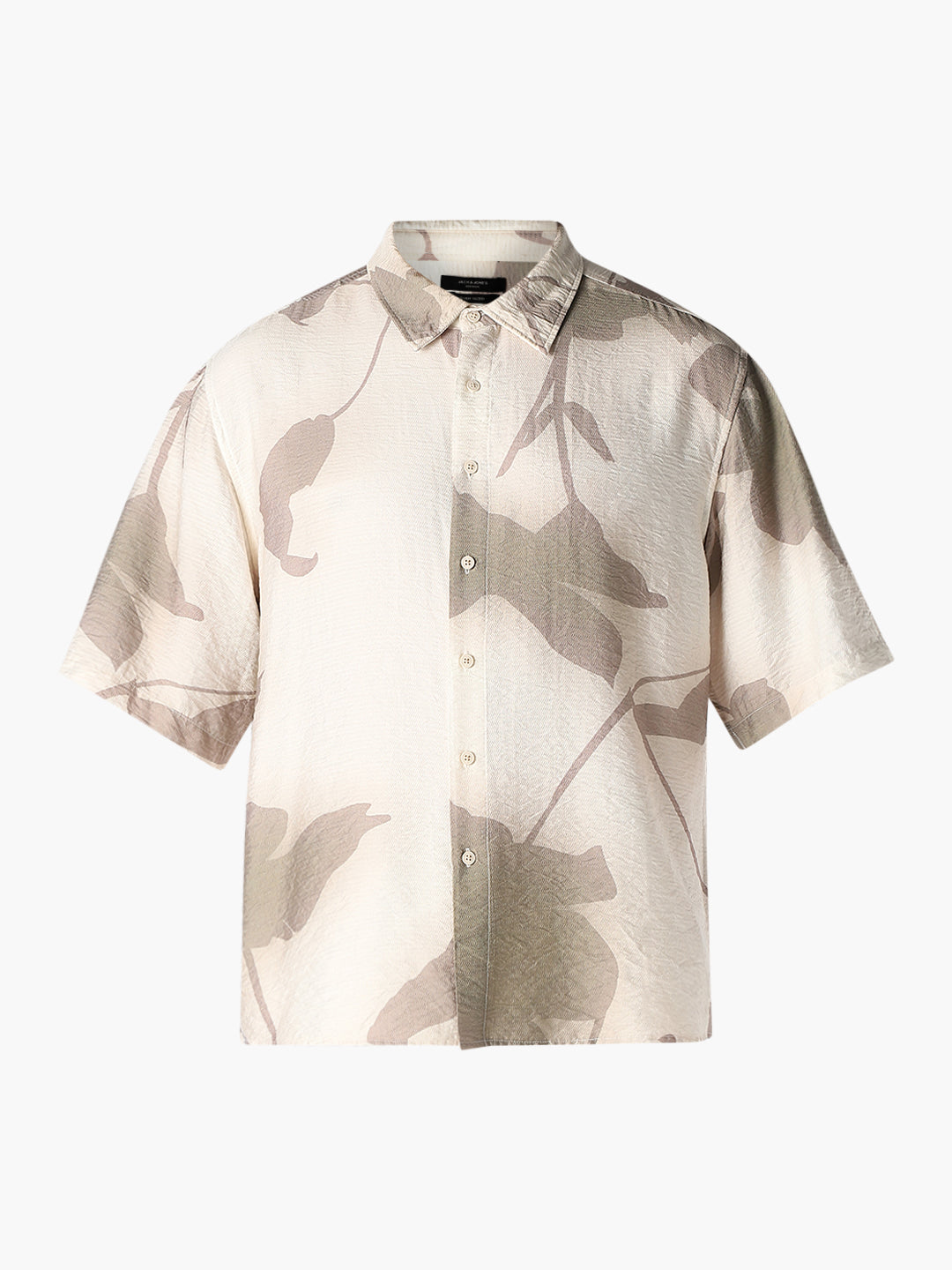 Beige Printed Oversized Shirt