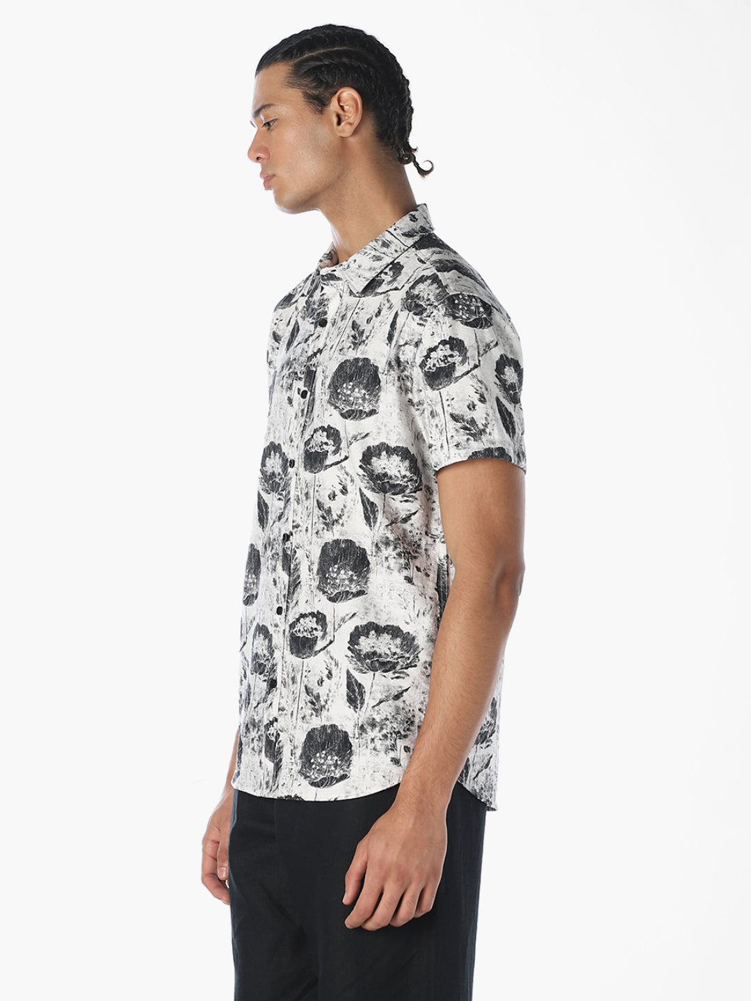 White Printed Comfort Fit Shirt