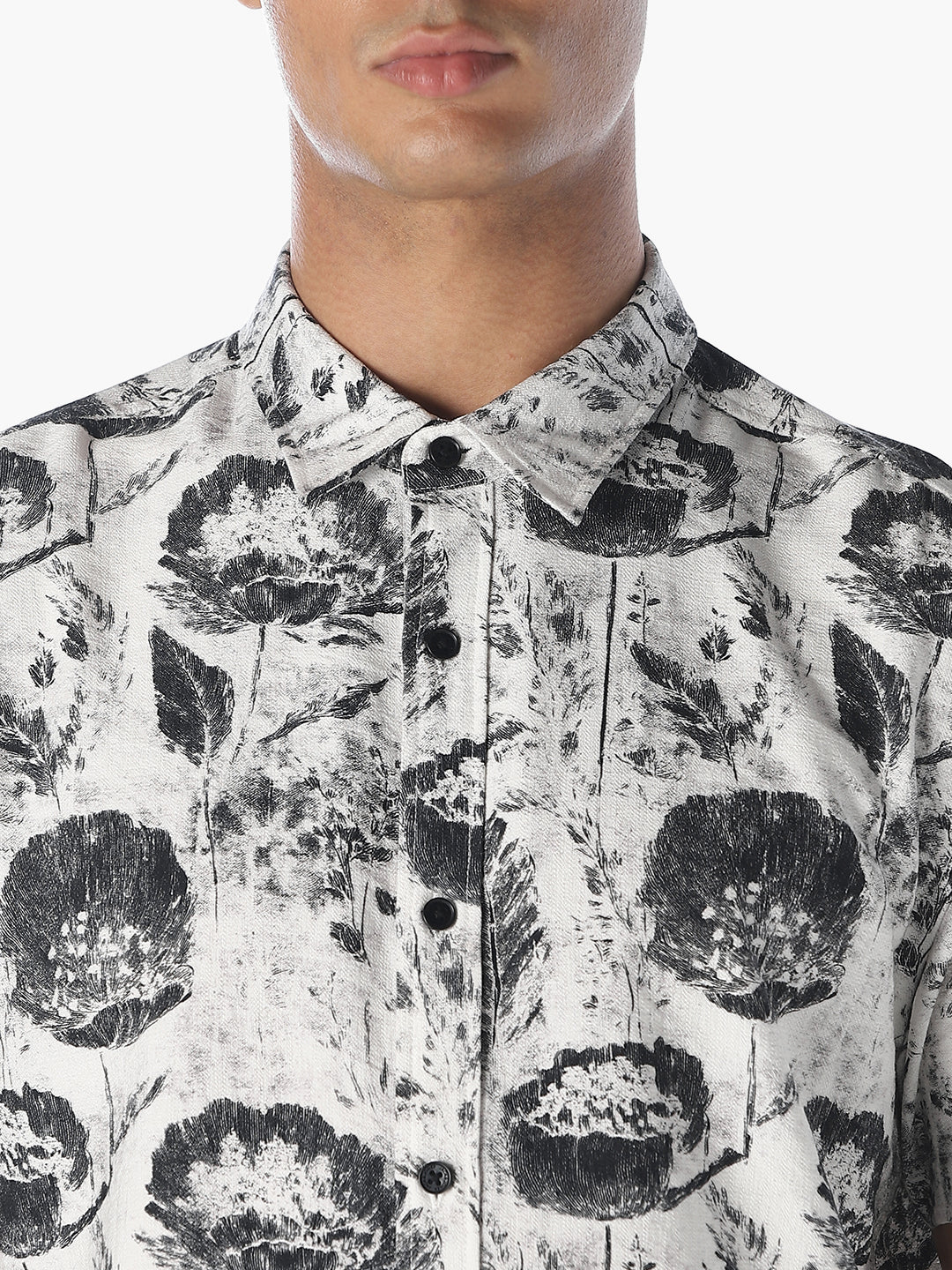 White Printed Comfort Fit Shirt