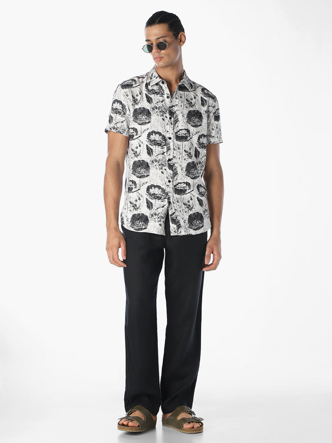 White Printed Comfort Fit Shirt