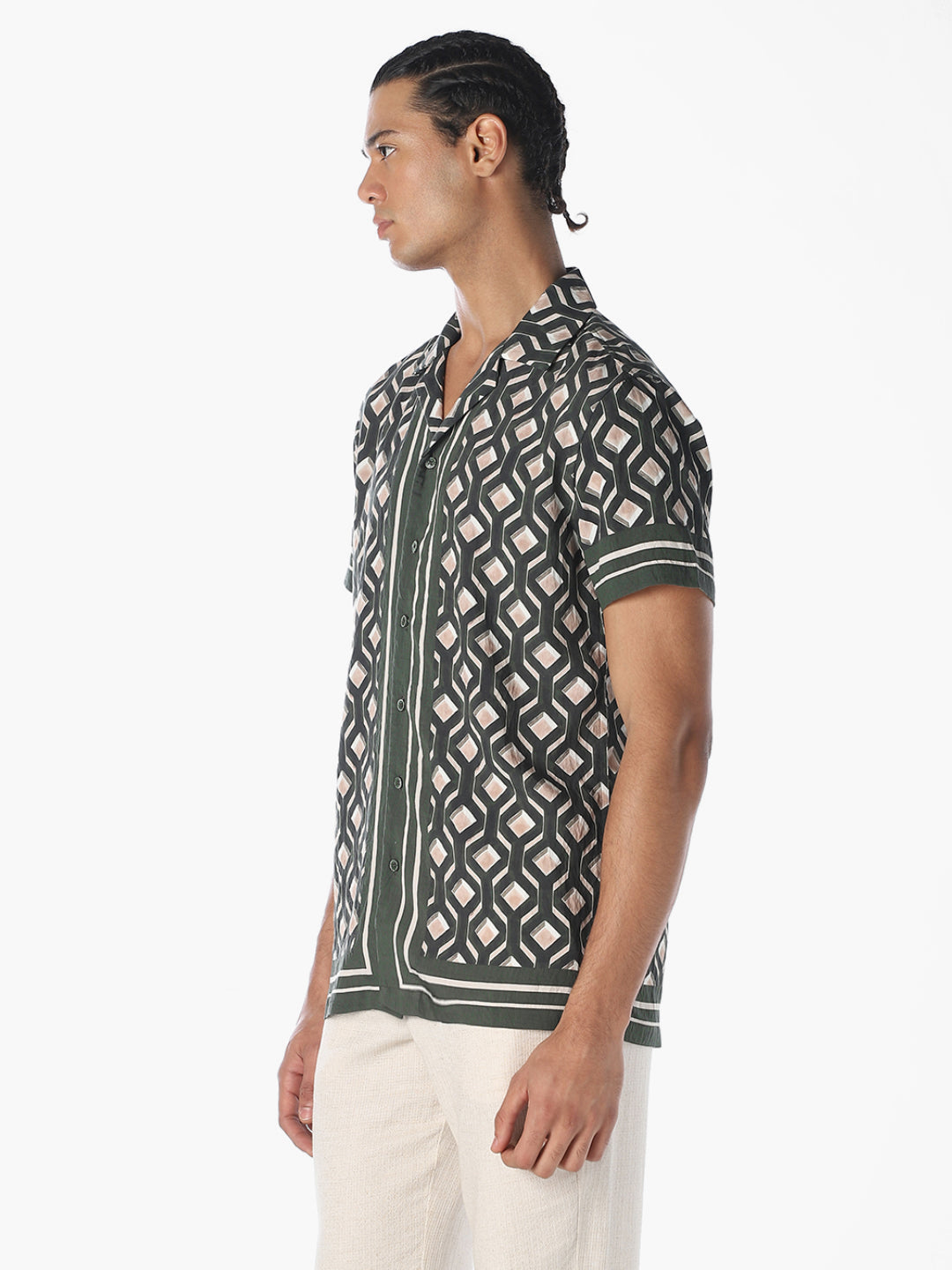 Green Printed Comfort Fit Shirt