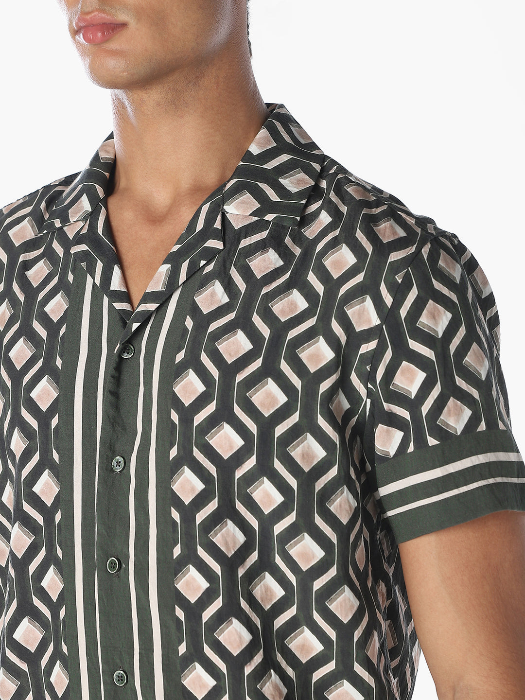 Green Printed Comfort Fit Shirt