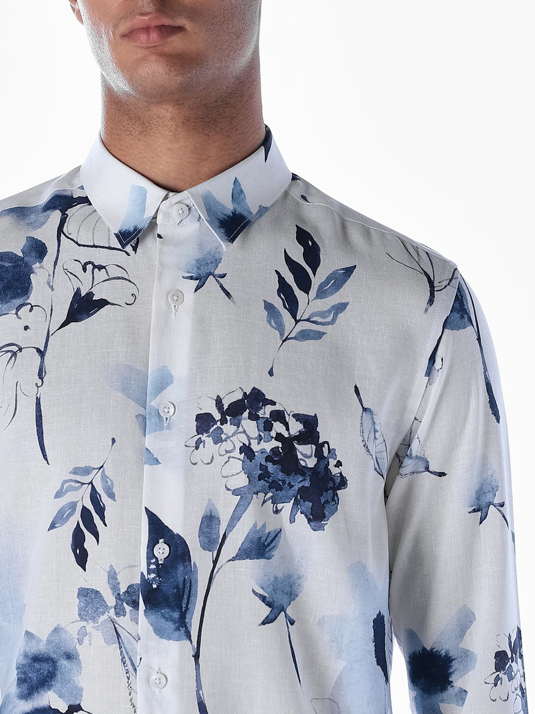 Linen Blend Printed Shirt