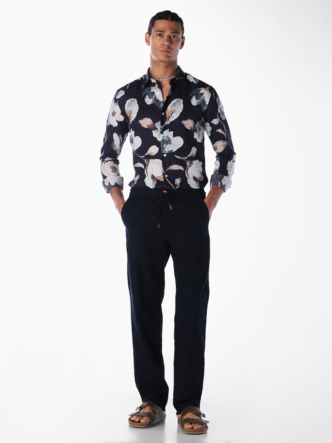 Black Floral Slim Fit Shirt
