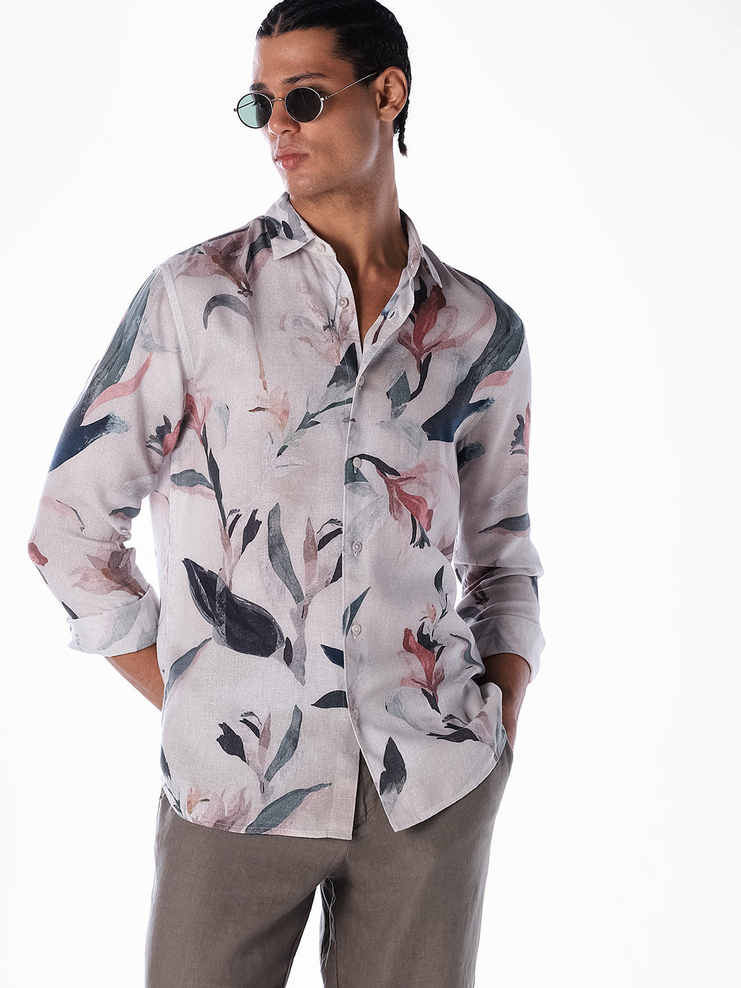 Floral Print Slim Fit Shirt - S