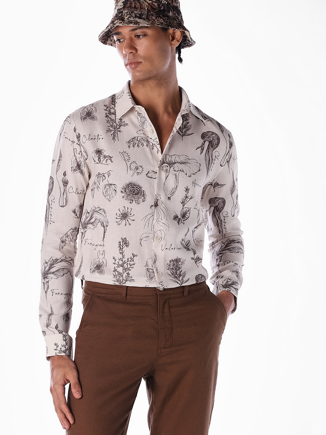 Floral Slim Fit Linen Blend Shirt