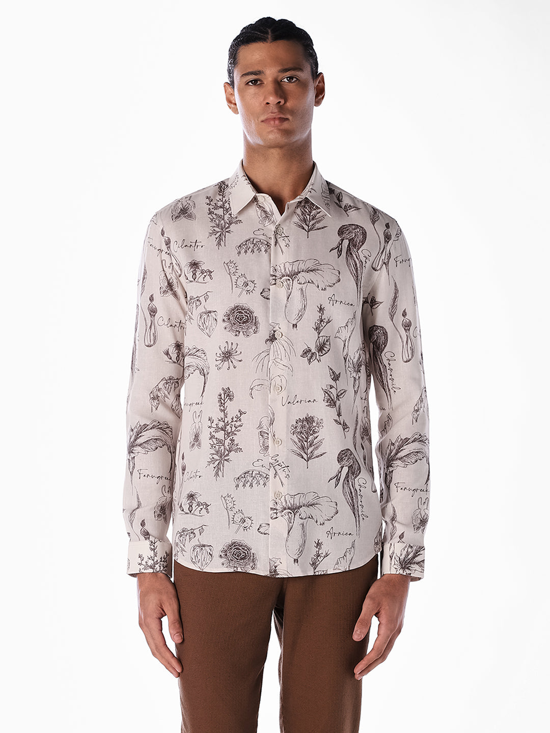 Floral Slim Fit Linen Blend Shirt