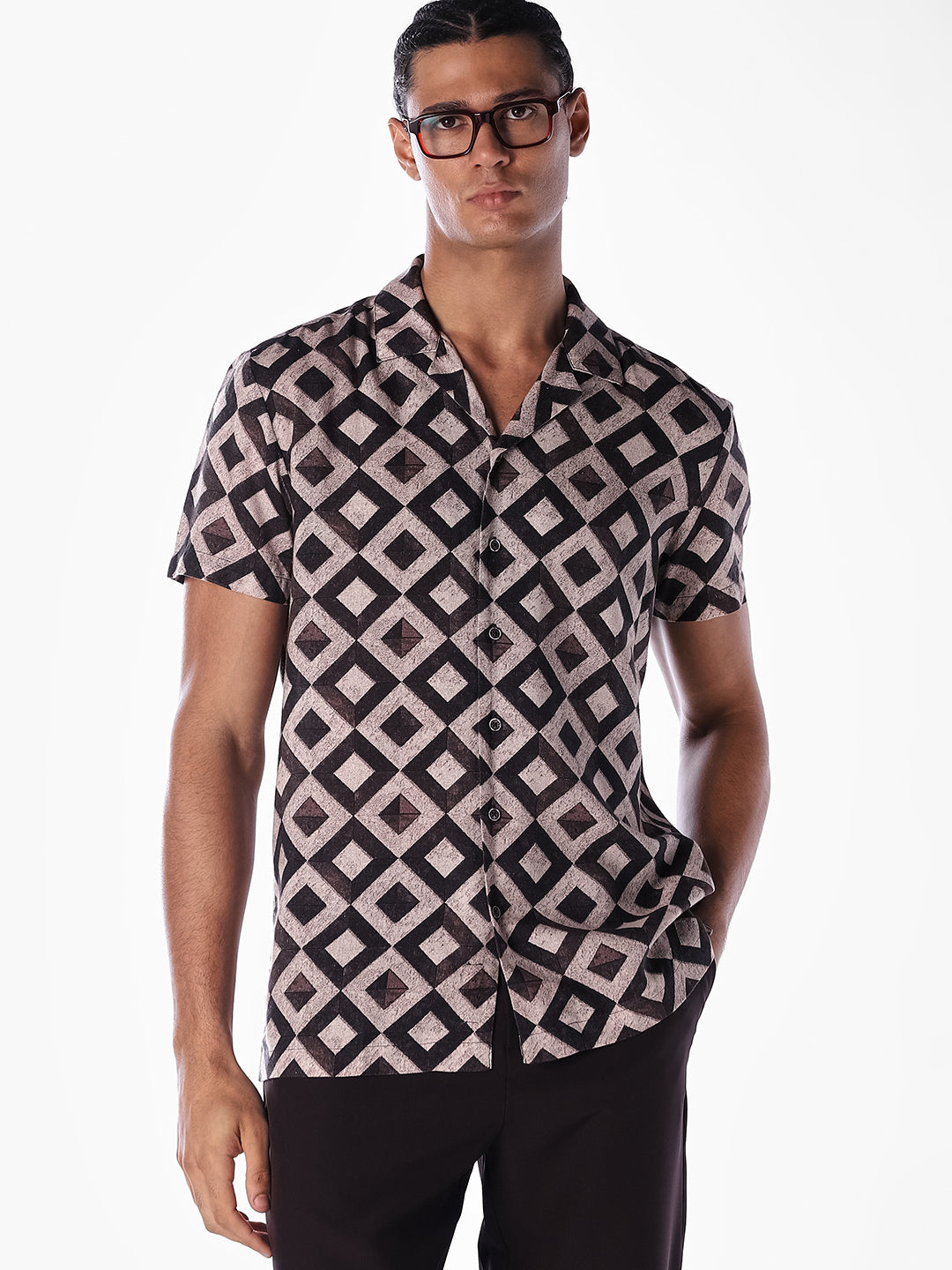Geometric Print Comfort Fit Shirt - S