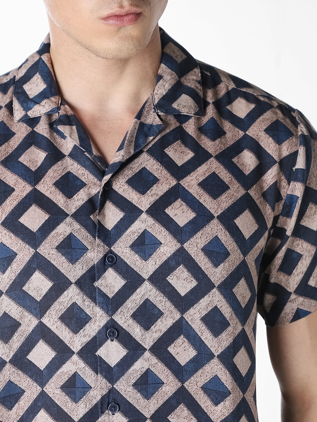 Blue Geometric Print Comfort Fit Shirt