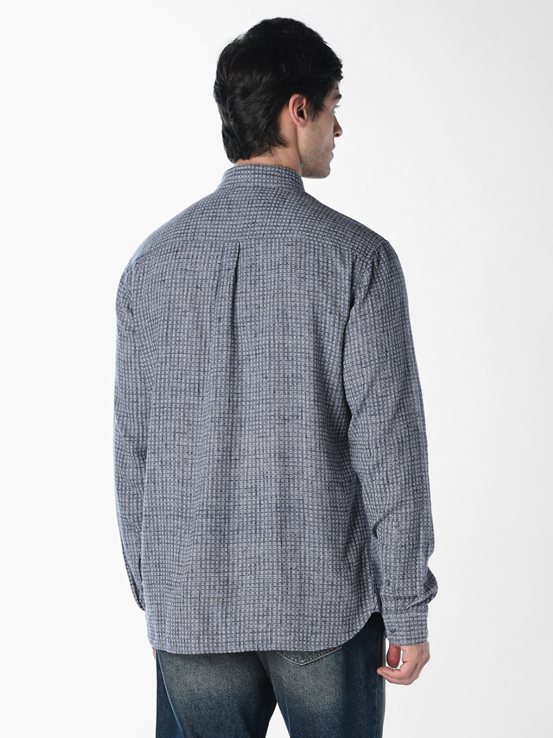 Blue Printed Dobby Shirt