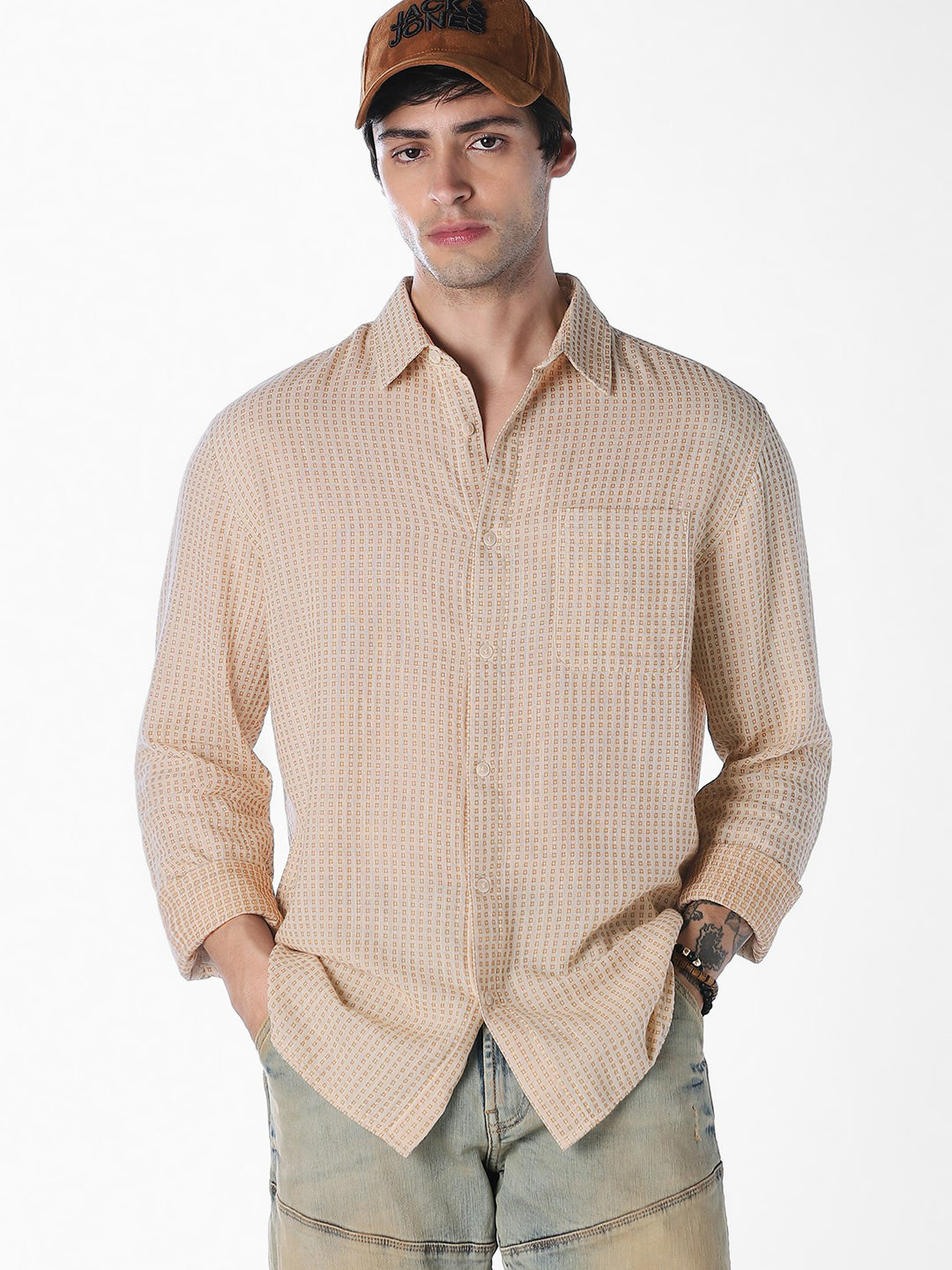 Dobby Cotton Full Sleeves Shirt - XL