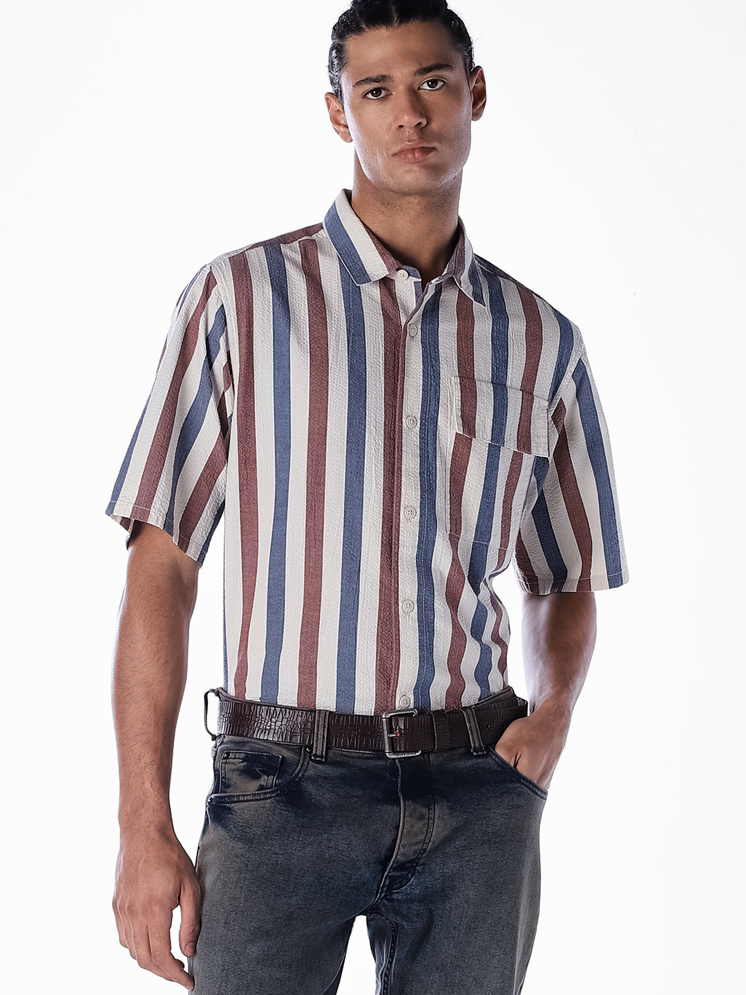 Striped Oversized Shirt - M