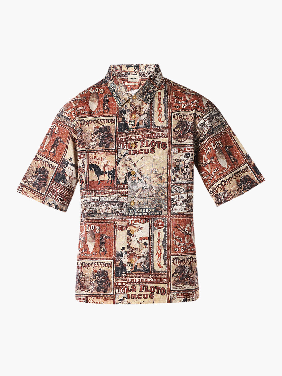 Brown Printed Oversized Shirt