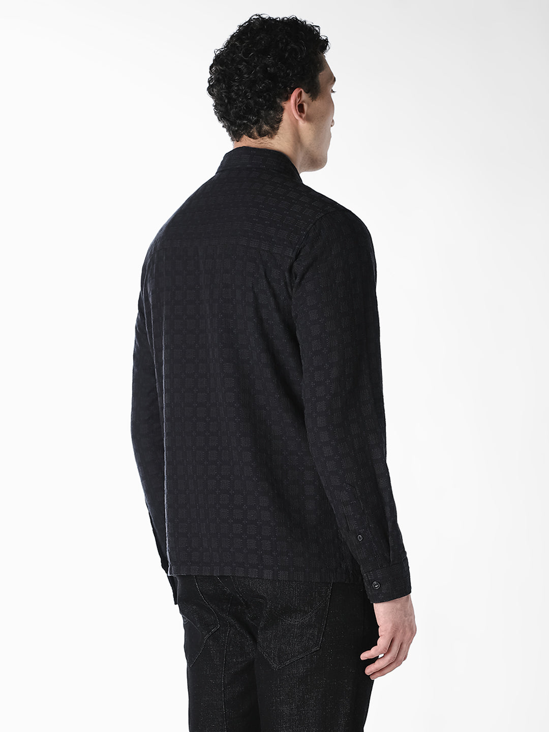 Jacquard Regular Fit Full Sleeves Shirt