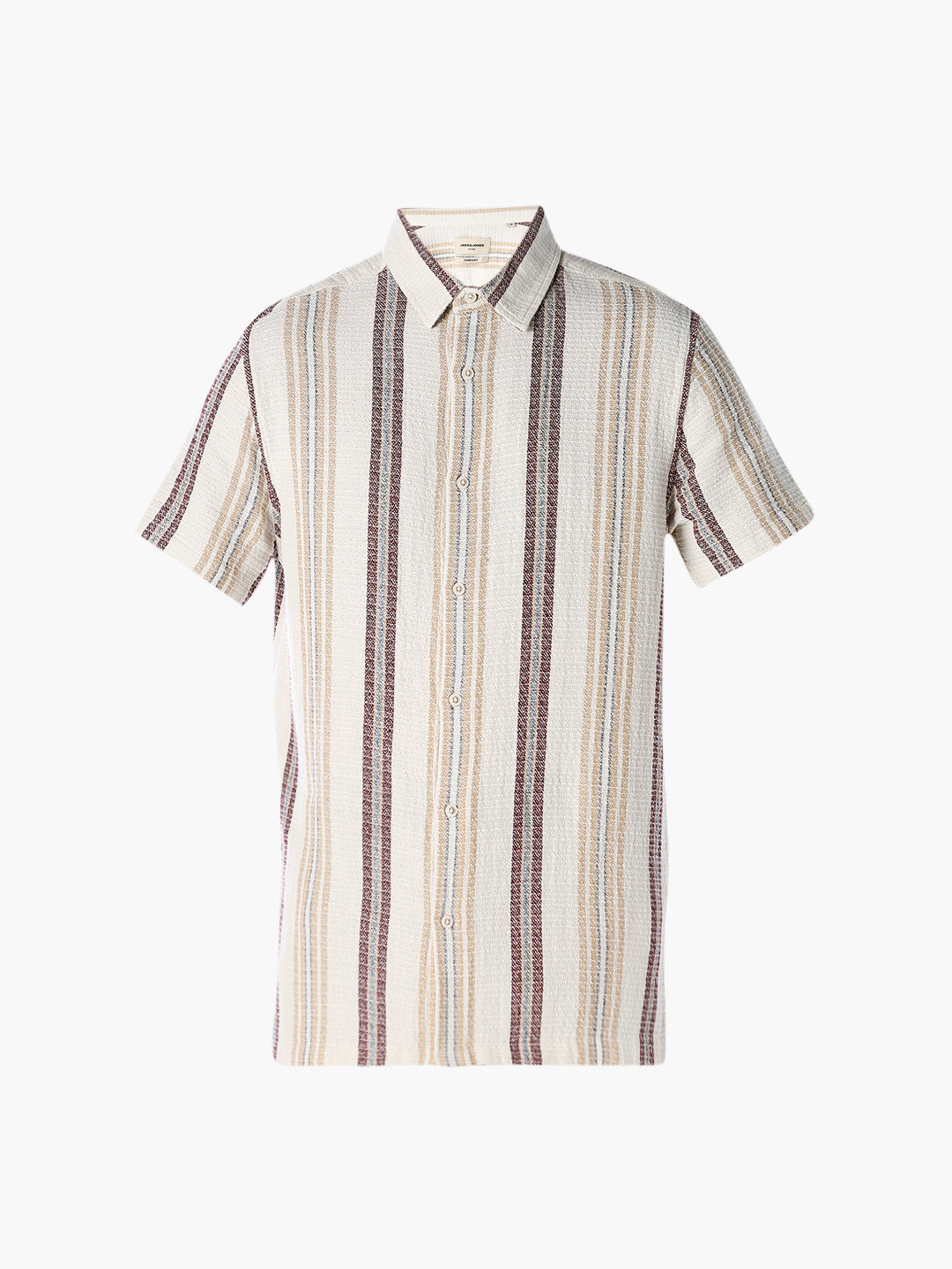 Beige Striped Comfort Fit Shirt