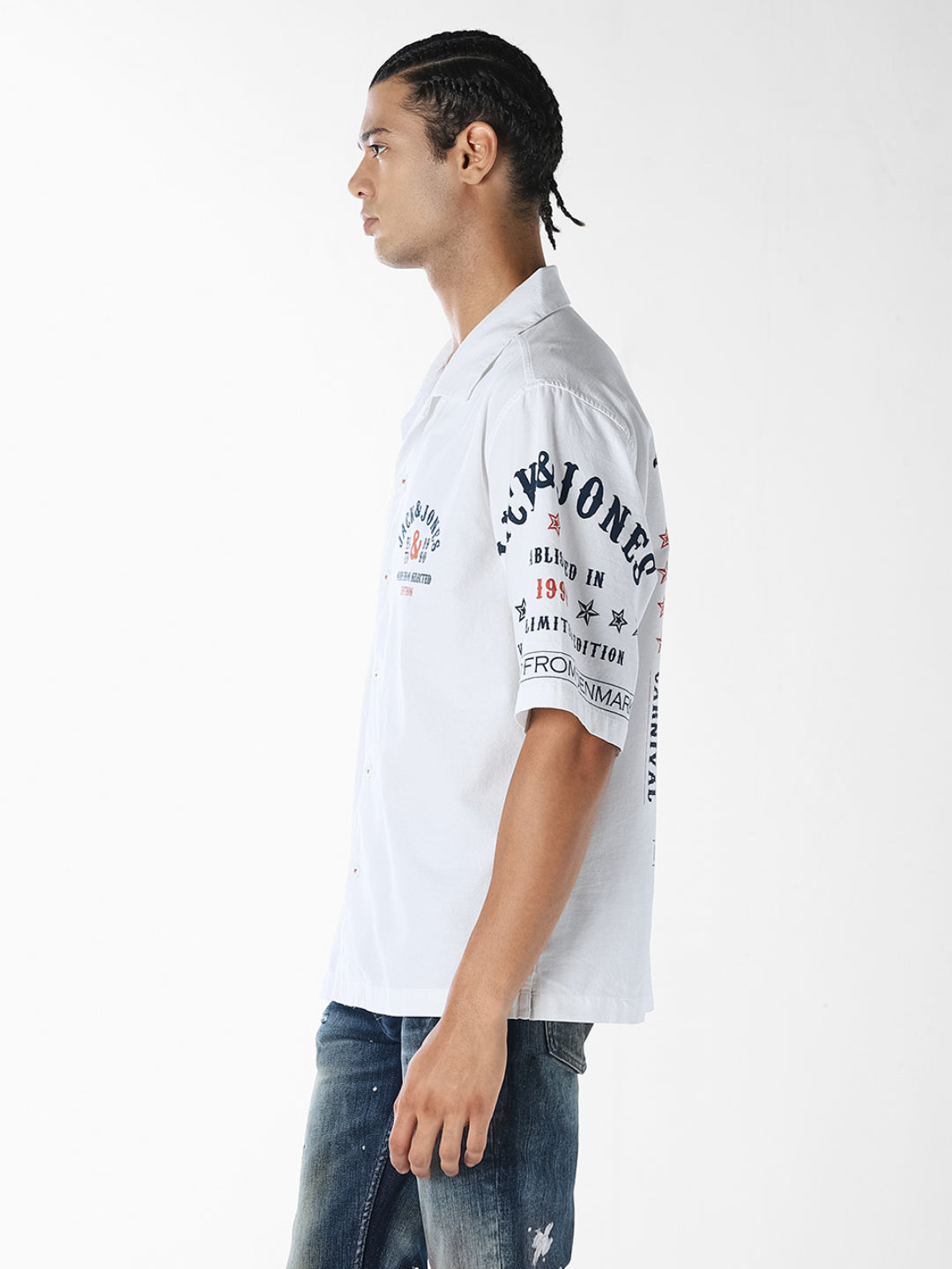 White Oversized Printed Shirt