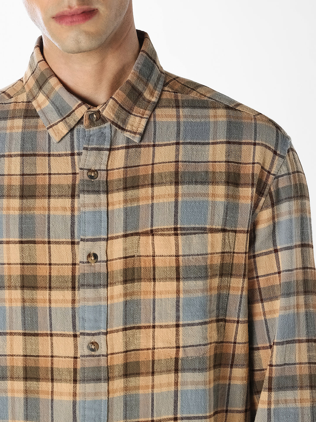 Yellow Check Regular Fit Shirt