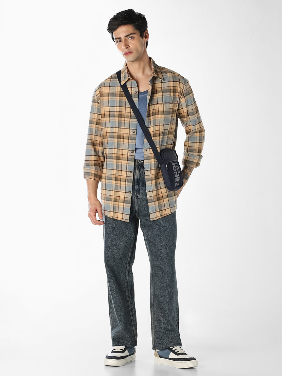 Yellow Check Regular Fit Shirt