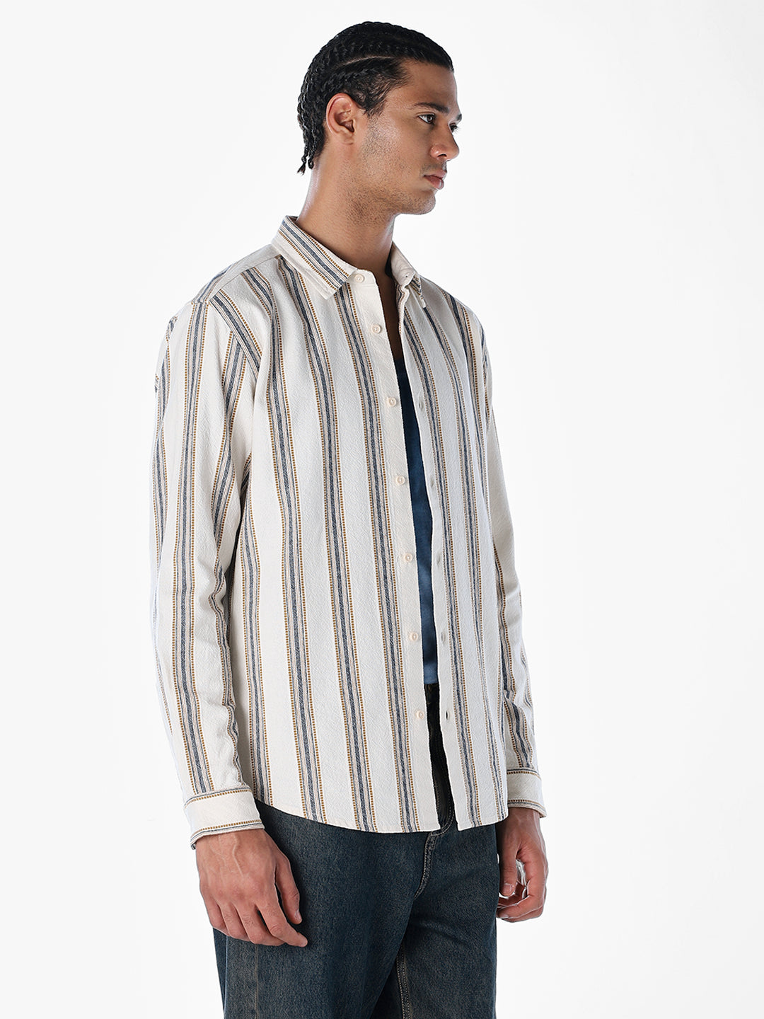Cotton Striped Full Sleeves Shirt