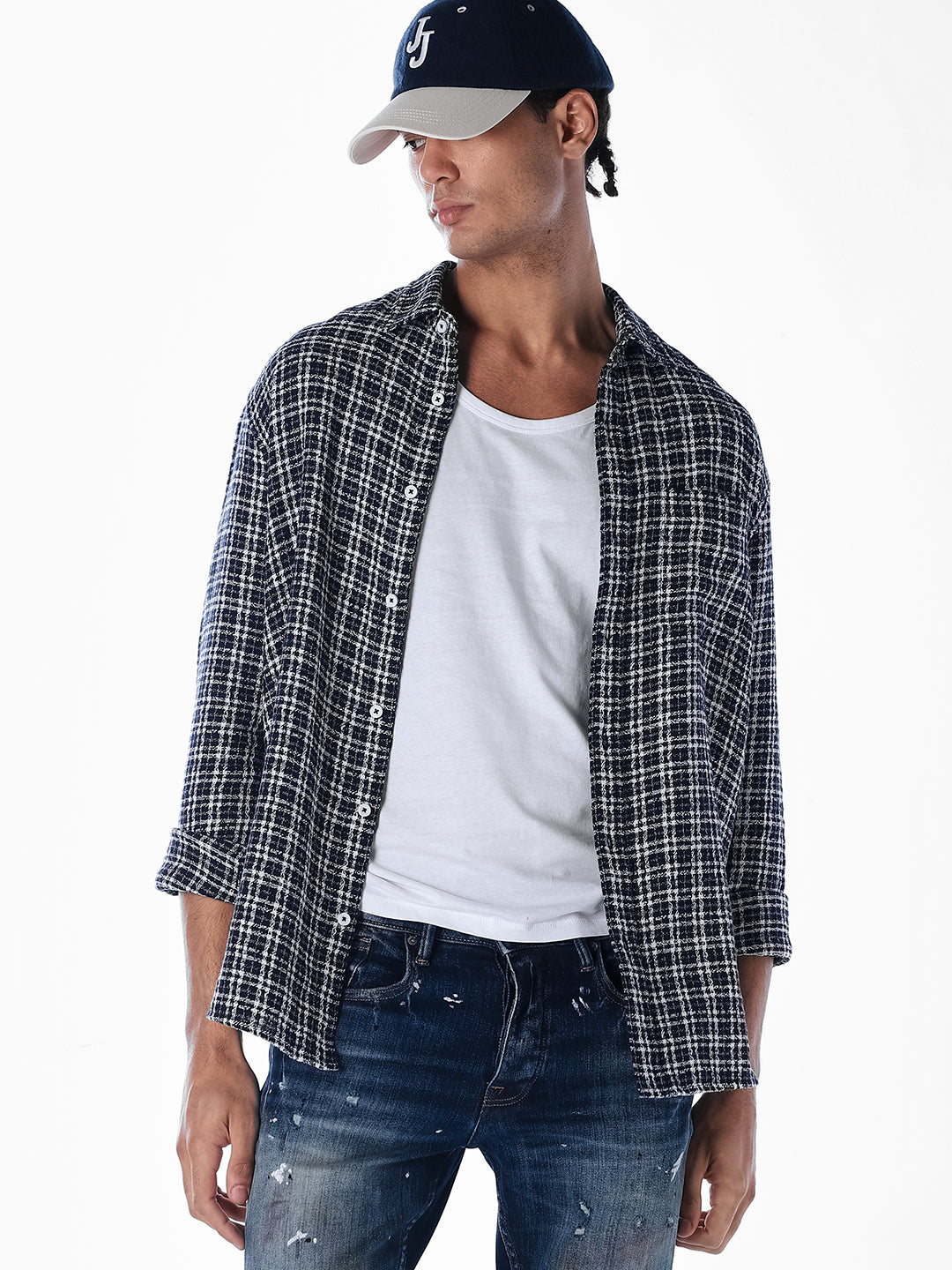 Check Patch Pocket Cotton Shirt - S