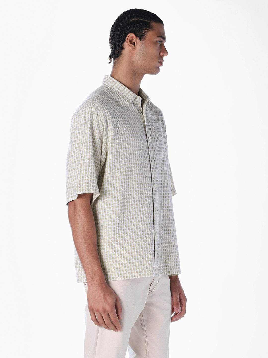 Dobby Short Sleeves Oversized Shirt