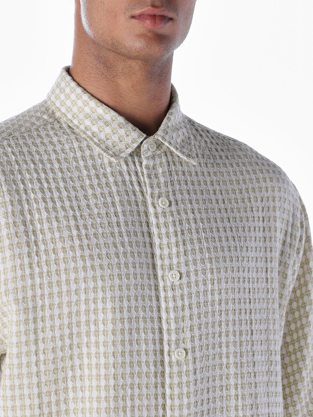 Dobby Short Sleeves Oversized Shirt