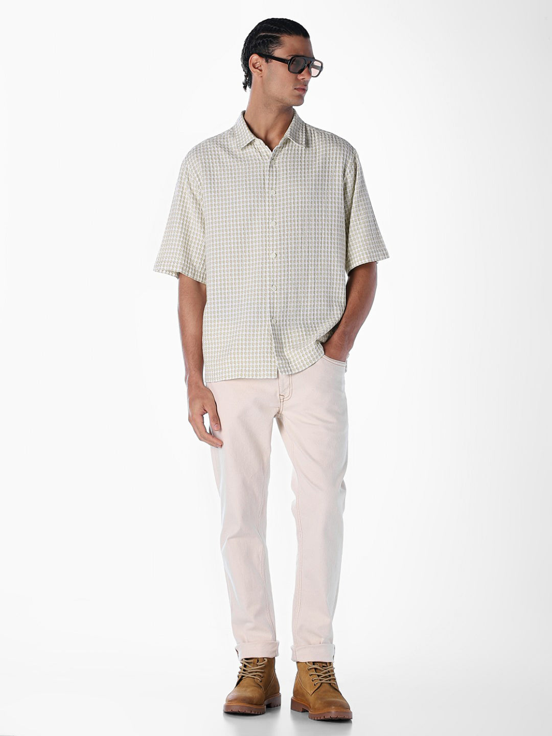 Dobby Short Sleeves Oversized Shirt