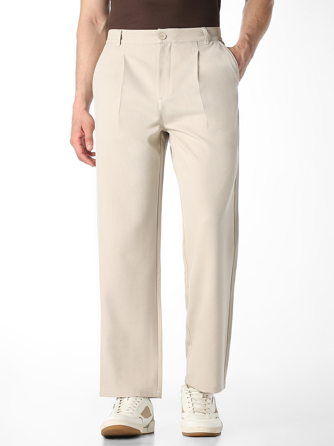 Loose Fit Pleated Pants - M