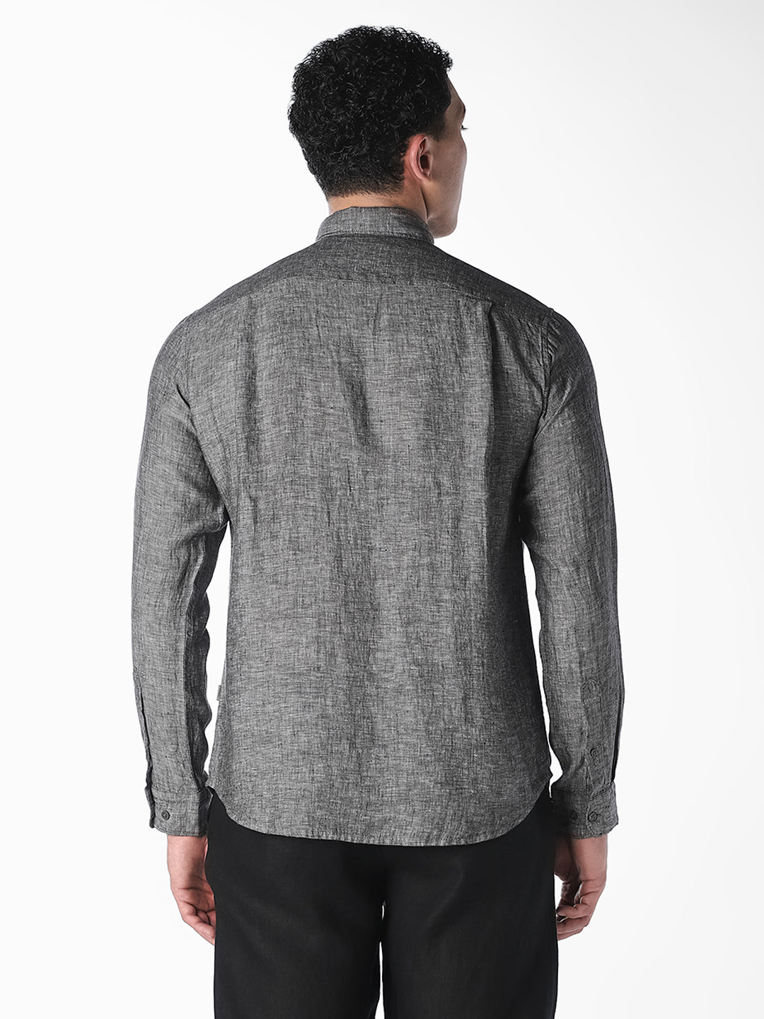 Grey Linen Regular Fit Shirt
