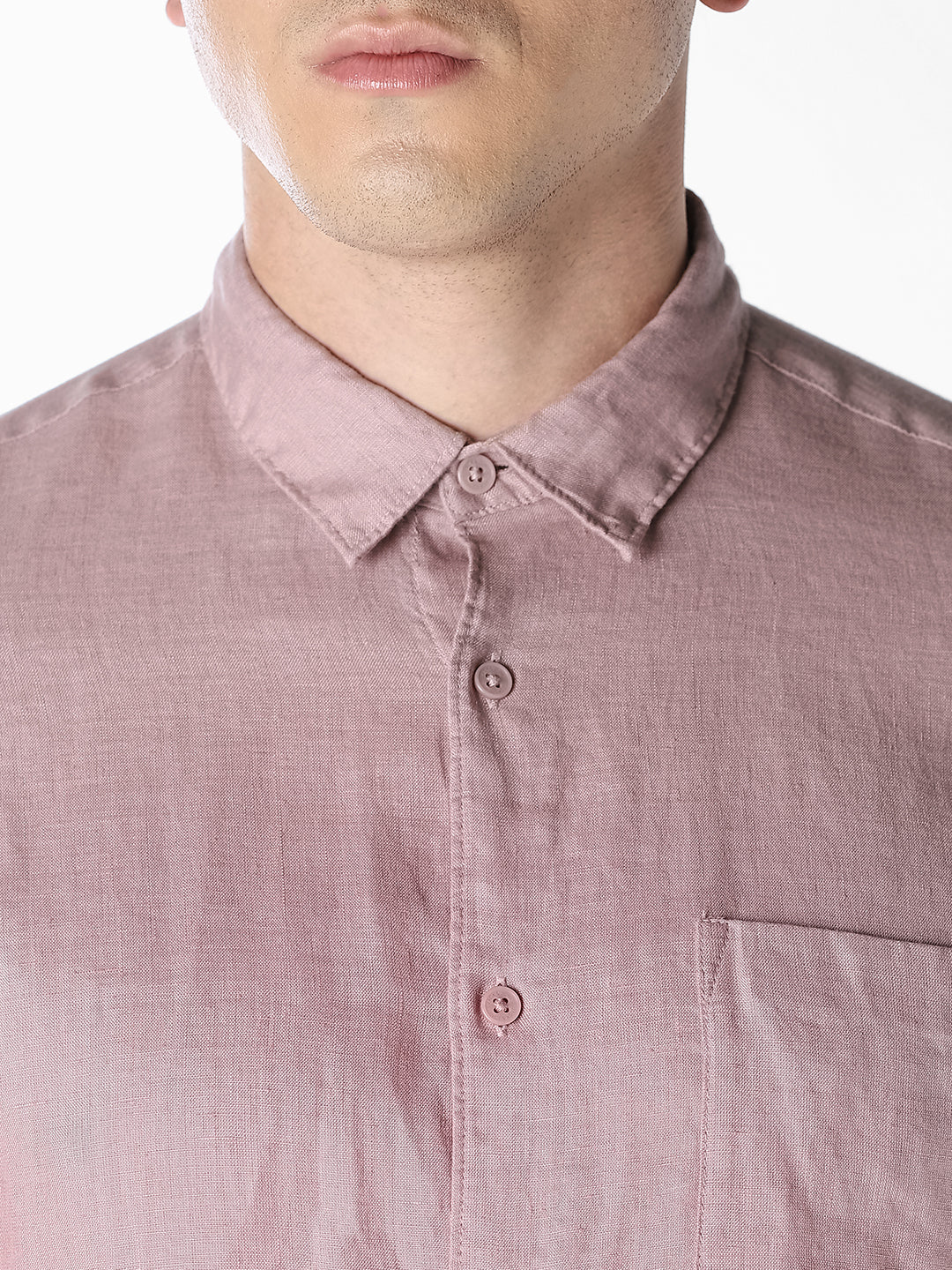 Pink Linen Regular Fit Shirt