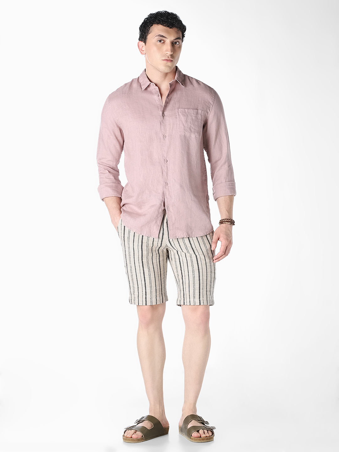 Pink Linen Regular Fit Shirt