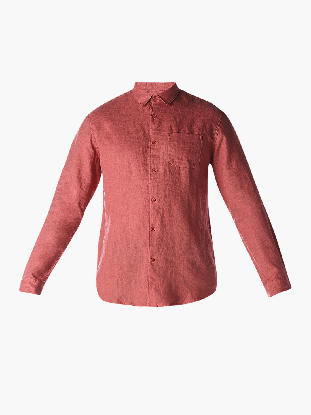 Rust Red Linen Regular Fit Shirt