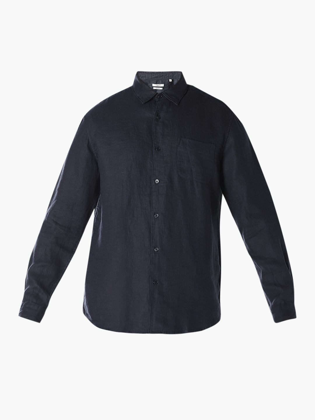 Dark Blue Linen Regular Fit Shirt