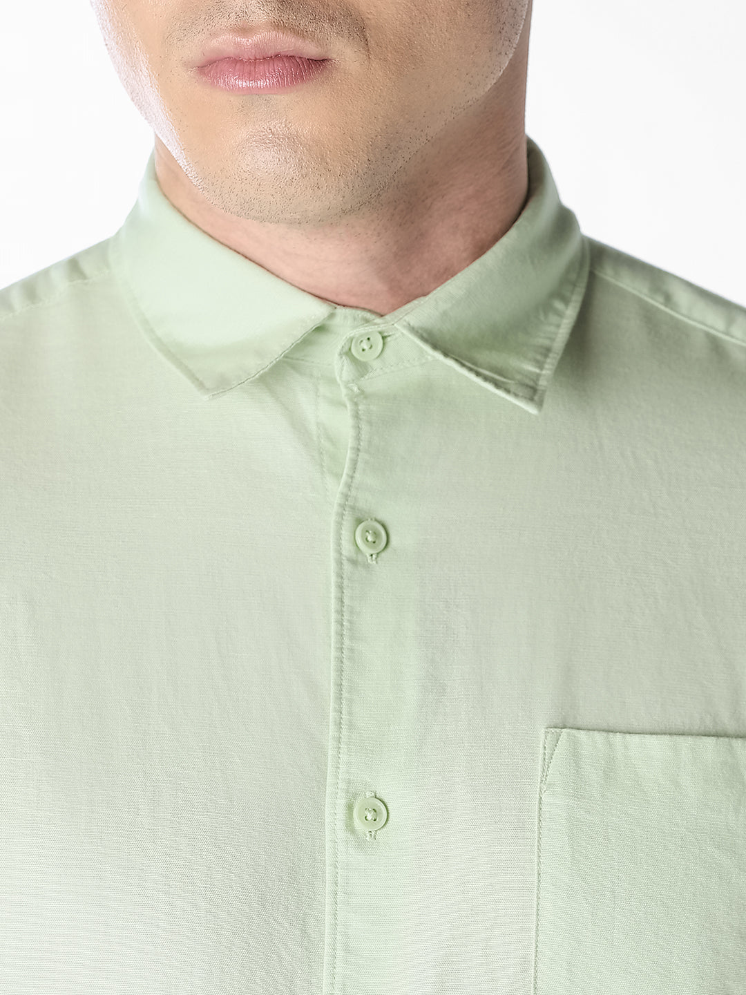 Pastel Green Linen Short Sleeves Shirt