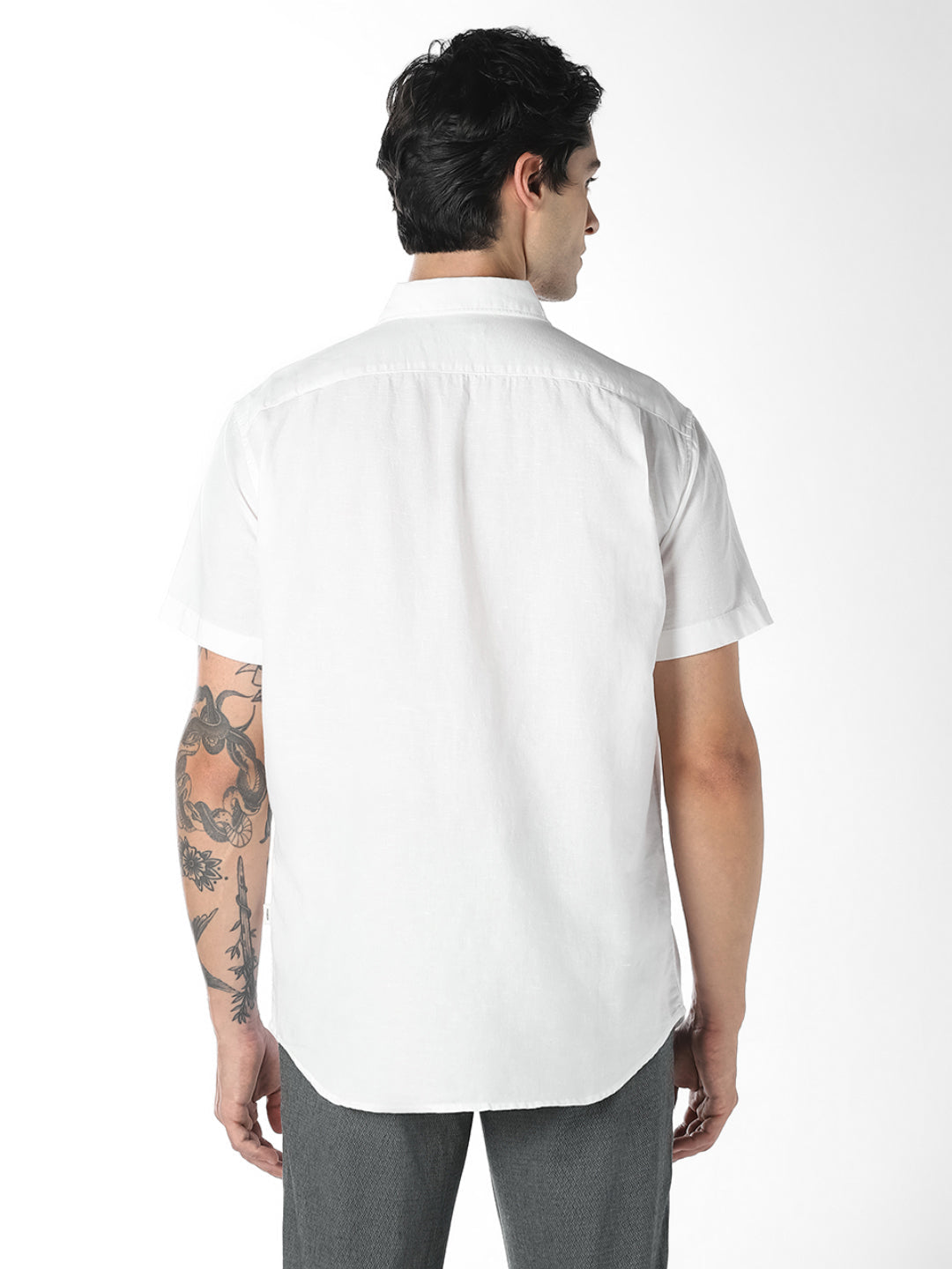 White Linen Short Sleeves Shirt