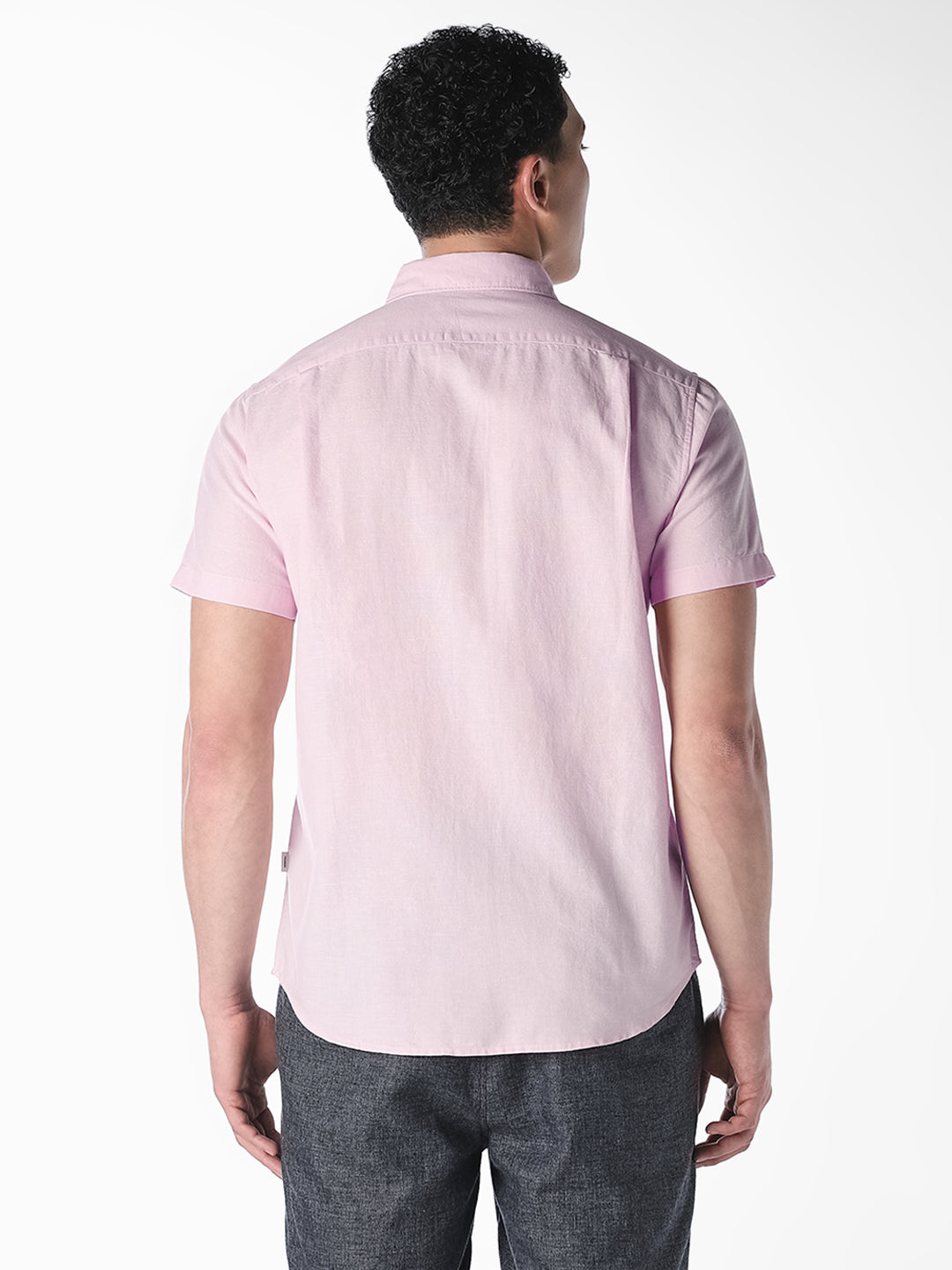 Pink Linen Short Sleeves Shirt