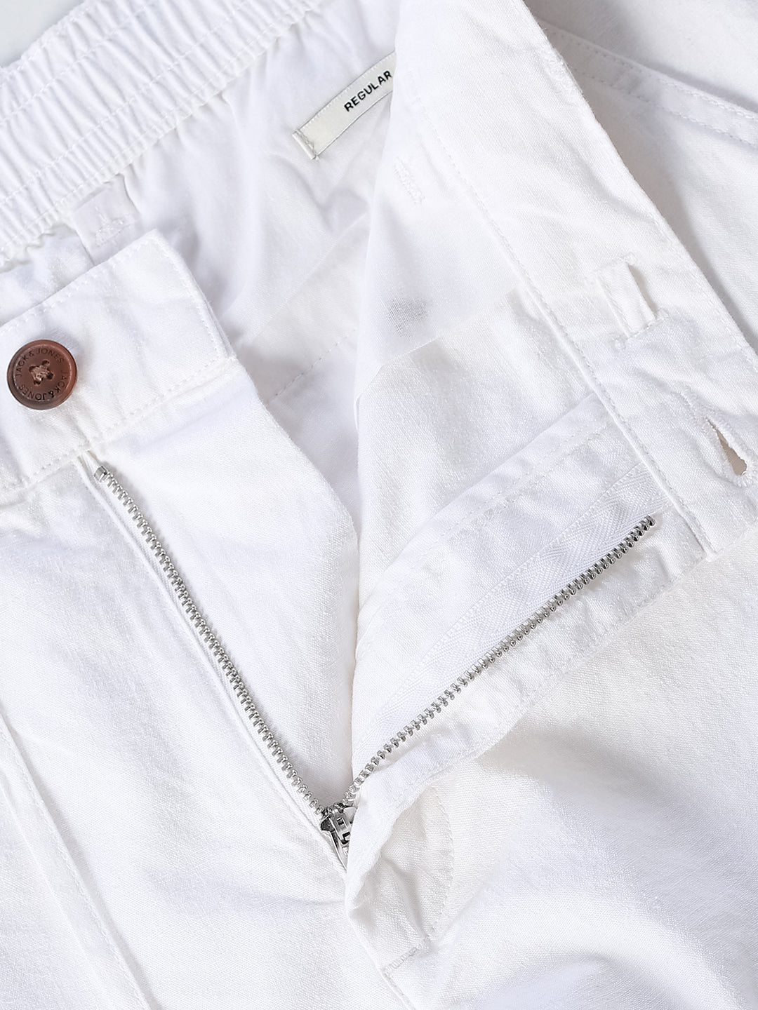Men's Linen Blend Regular Fit Chinos In Bright White