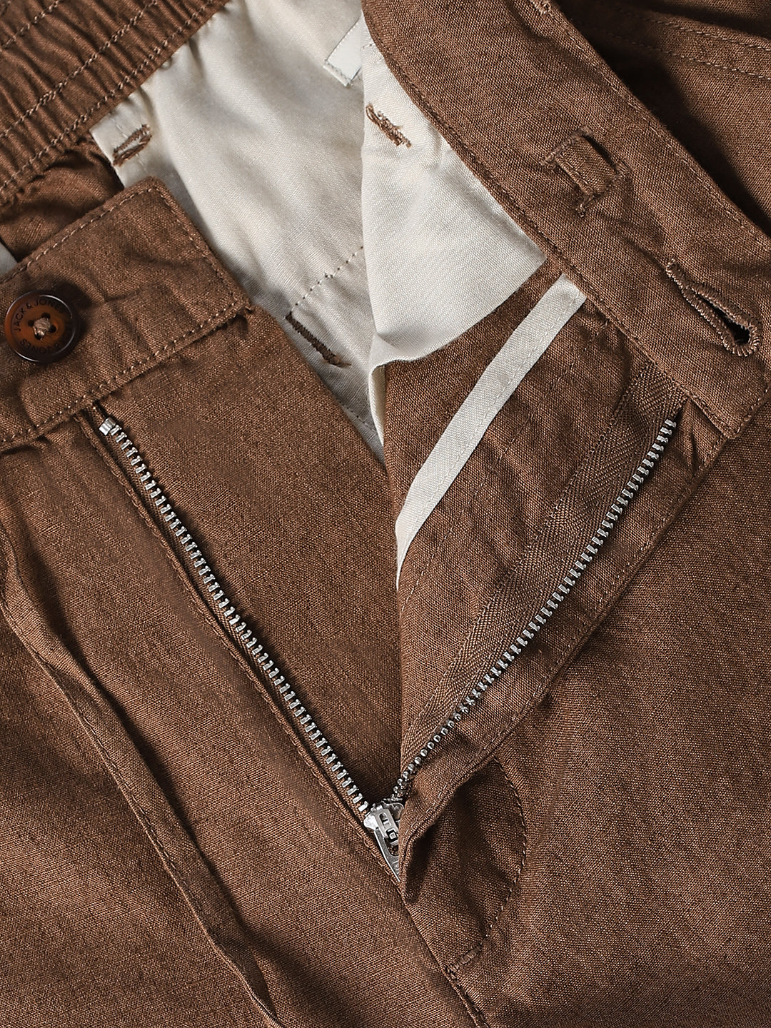 Brown Linen Blend Chino Shorts